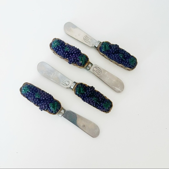 Vintage Purple Grape Basket Butter Knives Set of 4 - Picture 2 of 2
